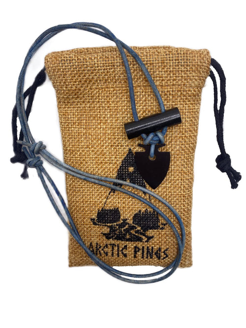 Fire Starter Necklace (Blue Thin Cord Black/Gray Striker) - Gear for Camping backpacking bushcraft hiking hunting survival fire kit